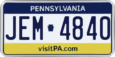 PA license plate JEM4840