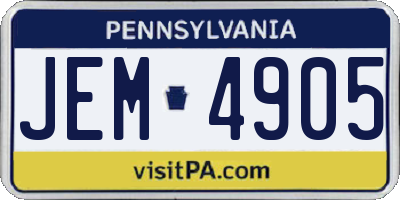 PA license plate JEM4905