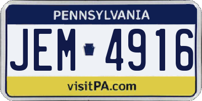 PA license plate JEM4916