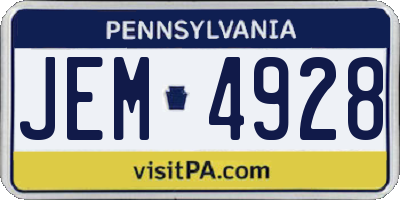 PA license plate JEM4928