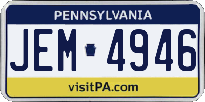 PA license plate JEM4946