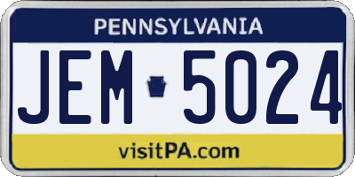 PA license plate JEM5024