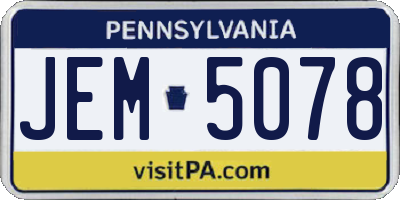 PA license plate JEM5078
