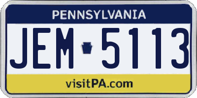 PA license plate JEM5113