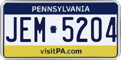 PA license plate JEM5204