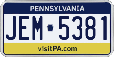 PA license plate JEM5381
