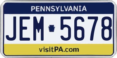 PA license plate JEM5678