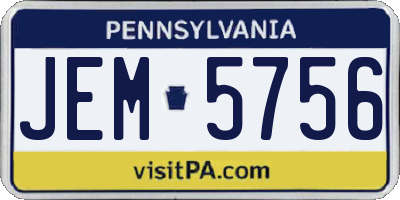 PA license plate JEM5756