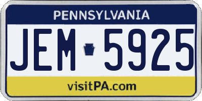 PA license plate JEM5925