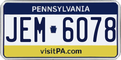 PA license plate JEM6078