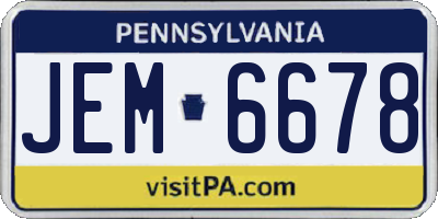 PA license plate JEM6678
