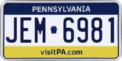 PA license plate JEM6981