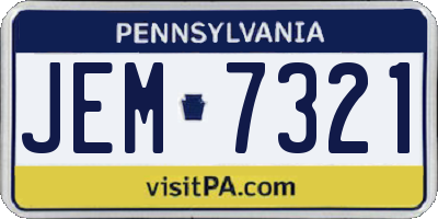 PA license plate JEM7321