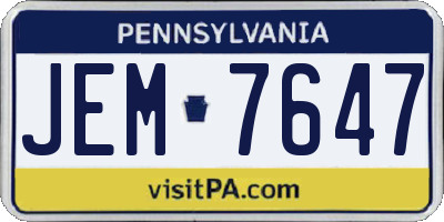 PA license plate JEM7647