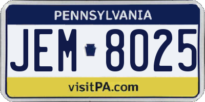 PA license plate JEM8025