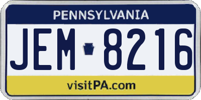 PA license plate JEM8216