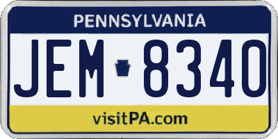 PA license plate JEM8340
