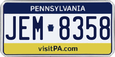 PA license plate JEM8358