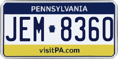 PA license plate JEM8360
