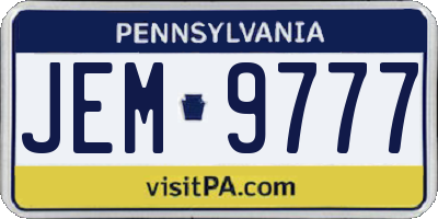 PA license plate JEM9777