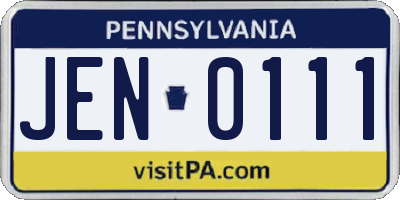 PA license plate JEN0111