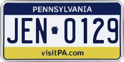 PA license plate JEN0129