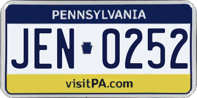 PA license plate JEN0252
