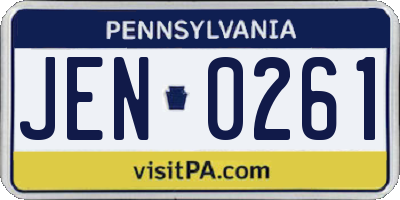 PA license plate JEN0261