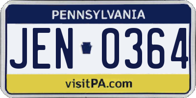 PA license plate JEN0364