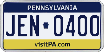 PA license plate JEN0400