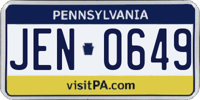 PA license plate JEN0649
