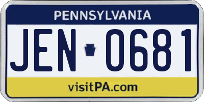 PA license plate JEN0681
