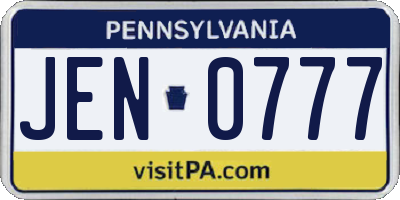 PA license plate JEN0777
