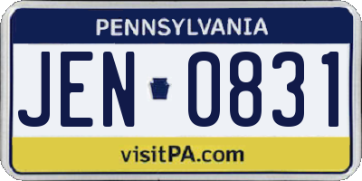 PA license plate JEN0831