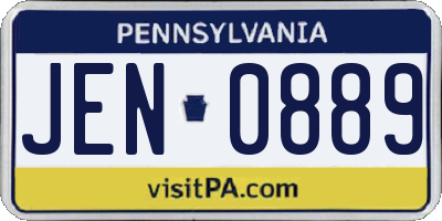 PA license plate JEN0889
