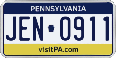PA license plate JEN0911