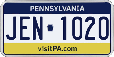PA license plate JEN1020
