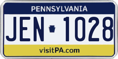 PA license plate JEN1028