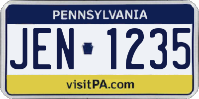PA license plate JEN1235