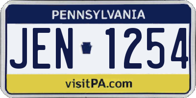PA license plate JEN1254