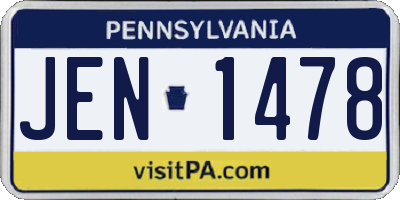 PA license plate JEN1478