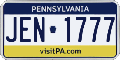 PA license plate JEN1777