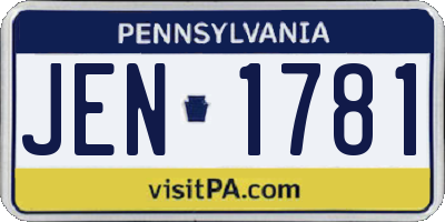 PA license plate JEN1781