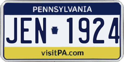 PA license plate JEN1924