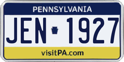 PA license plate JEN1927