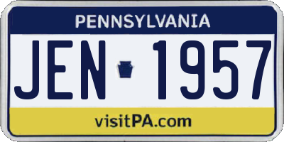 PA license plate JEN1957