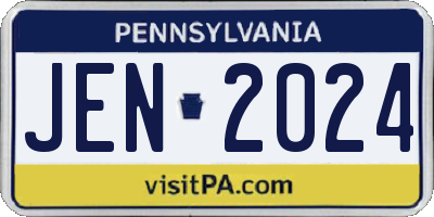 PA license plate JEN2024