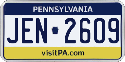 PA license plate JEN2609