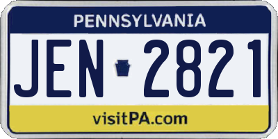PA license plate JEN2821