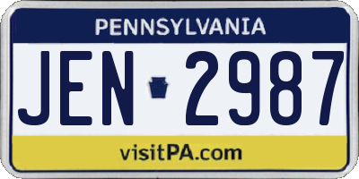 PA license plate JEN2987